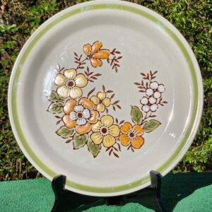 Vintage Large Country Casual Spring Garden Hand-Painted Stoneware Platter - Made in Japan