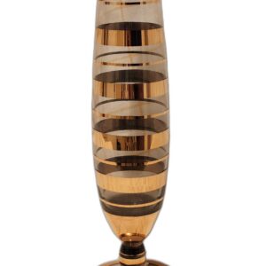 Vintage Borske Sklo Gold Banded Smokey Glass Mid-Century Bud Vase