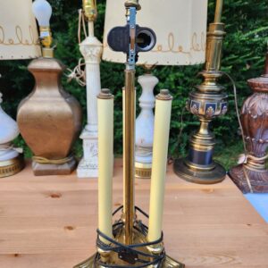 Vintage Stiffel Double Bulb Lamp Brass French Bouillotte Candlestick Table 3-Way