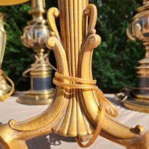 Gilded Alter Lamp Style Italian Neoclassical Table Lamp with Shade