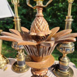 Vintage Heavy Bronzed Italian Neoclassical Style Table Lamp with Deco Pineapple Fruit Accent