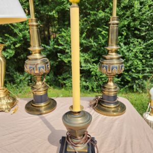 Vintage Brass Colonial Candlestick Style Table Lamp