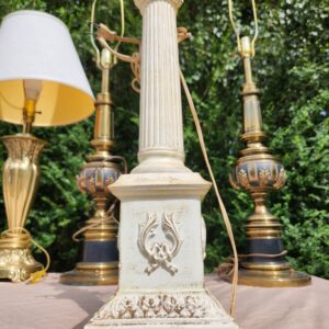 Vintage Deco Plaster Neoclassical Greek Corinthian Column Table Lamp