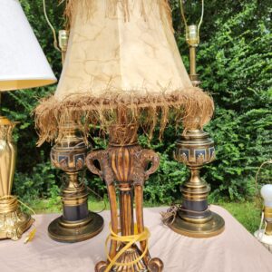 Baroque Style Bronzed Table Lamp with Tasseled Shade