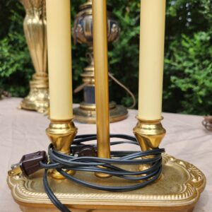 Vintage 2 Bulb French Bouillotte Brass Base Table Lamp