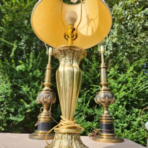 Art Deco Style Foliate Brass Table Lamp with Neo Classical Flair