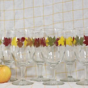 Set of 6 Unused Libbey Autumn Leaves Fall Goblets