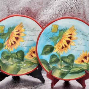Set of 2 Discontinued Certified International Susan Winget Sunflower Luncheon Desert Plates