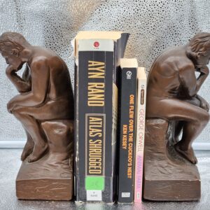 Vintage Pair "Bronzed" Chalkware ESCO Thinker Bookends