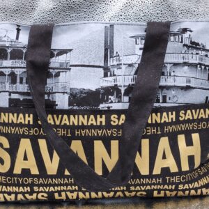 Robin Ruth Black/White Canvas Tote Savannah Georgia - Gold Accent Zipped & Pocketed