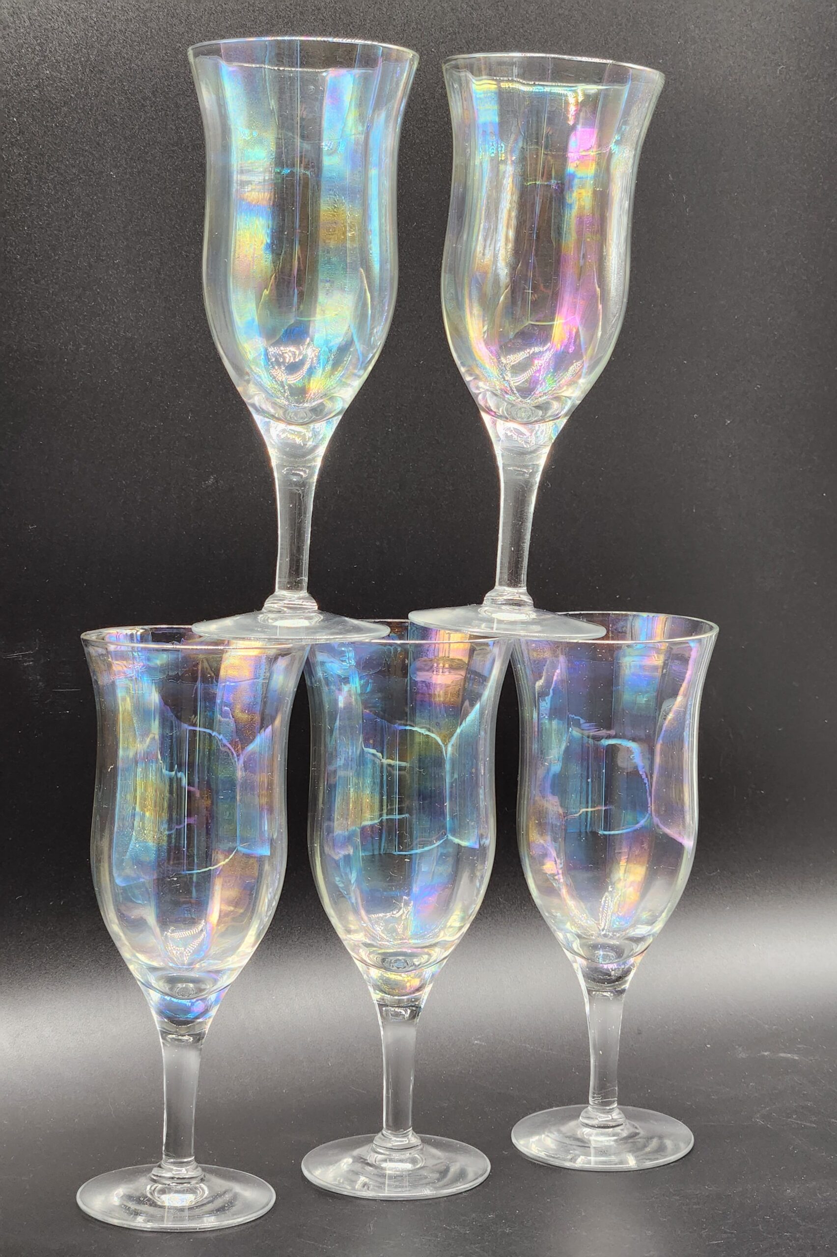 Set Of 5 Vintage Elegant Mother Of Pearl Iridescent 5” Wine Cordial Glasses - Image 3
