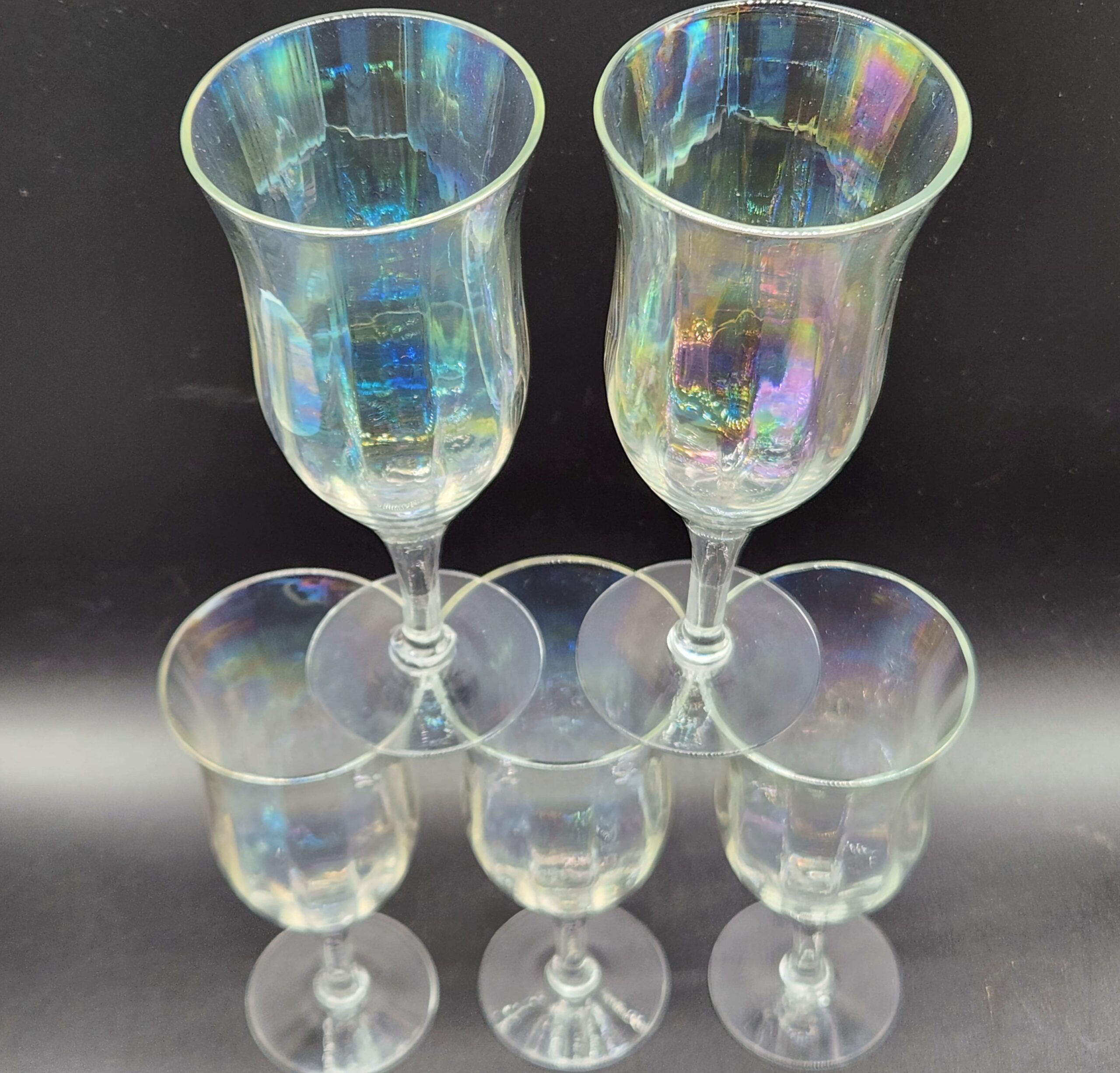 Set Of 5 Vintage Elegant Mother Of Pearl Iridescent 5” Wine Cordial Glasses - Image 8