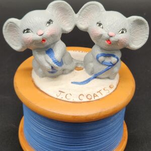 Vintage J.C. Coats Ceramic Mouse and Thread Trinket Holder