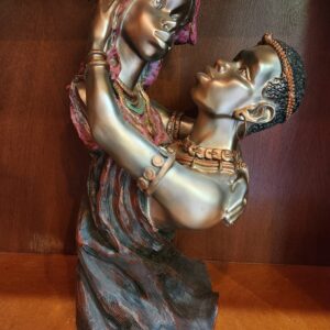 African Couple - Tribal Lovers - Black Art Sculpture Statue - 1980s Vintage