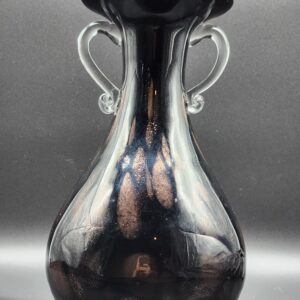 Vase - Dale Tiffany Milano Favril Aventurine Mardi Gras Black Gold Copper Double Handle