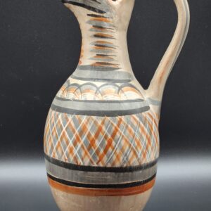Vintage Mexican Pottery Traditional Handmade Hand Painted Terracotta Pitcher / Water Vessel