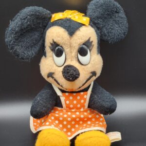 Walt Disney Minnie Mouse Vintage 1950s Plush in Period Accurate Polka Dot Dress and Bow 16"