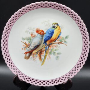 Vintage Schumann Bavaria Parrot Decorated Reticulated Plate - 10 ¼"