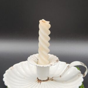 Antique French White Ruffled Wavy Candle Holder Chamberstick