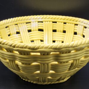 Glazed Ceramic Stoneware "Woven" Bread / Fruit Basket