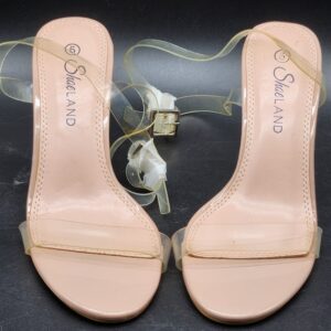 Transparent Acrylic Chunky Heel Ankle Strap Square Toe Sandle - Size 5
