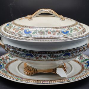 Antique 1878s Transferware Victorian Tureen and Platter