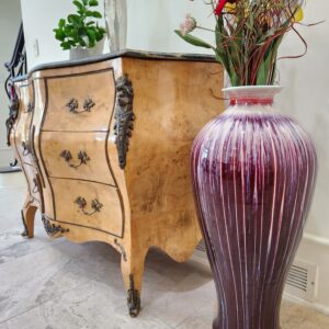 Large 20th Mid -Century Glass Weeping Ox-Blood Flambe Floor Vase / Excellent 31"