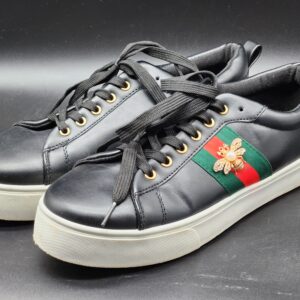 Rogue Helium Black Leather  Sneakers Italian Stripe Bumble Bee - Women's Size 11
