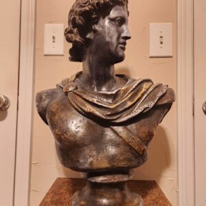Large Bronze Bust Of Greek/Roman Apollo Belvedere - Italian Neoclassical Style Vintage