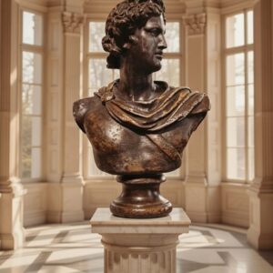 Large Bronze Bust Of Greek/Roman Apollo Belvedere - Italian Neoclassical Style Vintage