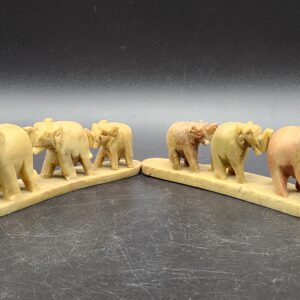 Vintage Indian Hand Carved Soapstone Elephant Herds