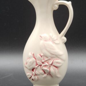 Vintage 1970s Ceramic Bisque Ivory and Jasper Bud Vase