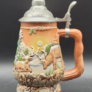 Winter Wildlife Elk Beer Stein WMG 8.5” - 2004 Vintage Collectable Barware Deer Hunter