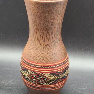 Vintage Phillipines Cocowood Wooden Handcrafted Carved Bud Vase