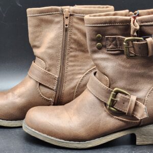 Diba Buckled Brown Zipped Heeled Ankle Boots - Size Women's 5.5M