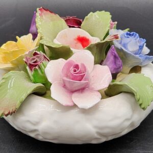 Aynsley England Fine Bone China Hand Painted Floral Candle Holder Vintage
