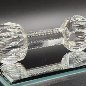 VINTAGE LIBBEY BRILLIANT CUT GLASS CRYSTAL KNIFE REST PRISM BARBELL DESIGN
