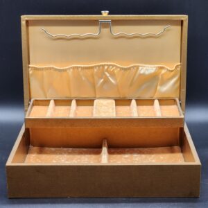 Vintage 1960s Mid-Century Gold Two-Tier Jewelry Box