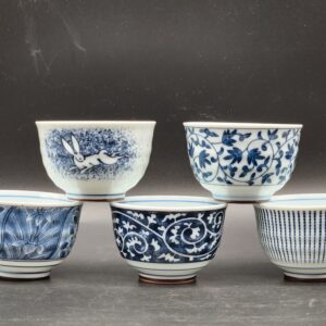 Blue White Transferware Fine Porcelain Chinese Kobachi Bowls - Set of 5