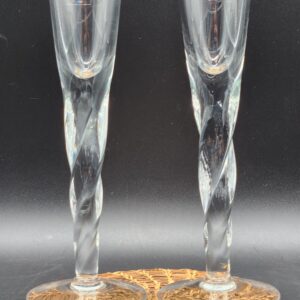 Krosno Spiral Twisted Crystal Candleholder - Vintage Poland