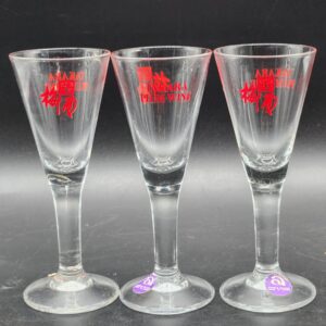 Aderia Japanese Vintage Takara Plum Wine Narrow Column Cordial Liquor Glasses - Set of 3