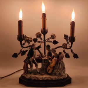 Antique Ormolu French Girandole Candelabra 3-Branch Lamp Porcelain Dresden Figurines  French Boudoir