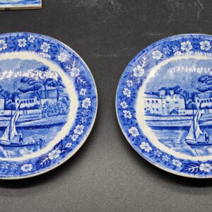 Palissy Pottery, Staffordshire England, Lady Place Hurley Berks,Thames River, Saucer Pair