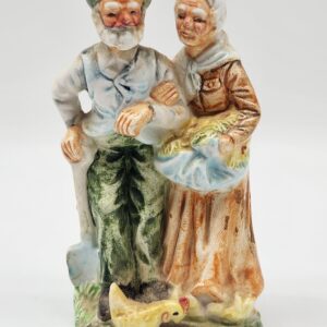 Old Man & Woman Farmers Porcelain Mid-Century Figurines