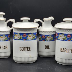 100 Year Old White Block Germany Porcelain Kitchen Canisters – Antique