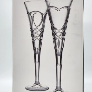 Godinger European "True Love" Crystal Champagne Flute Pair Toasting Glasses
