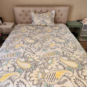 Pottery Barn Teen "Anna Paisley" Gray Blue Yellow Queen Bedding Set - Comforter/Pillow Case