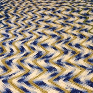 1970s Chevron Wave Pattern Crochet Handmade Afghan Throw Blanket 48" x 77" Vintage