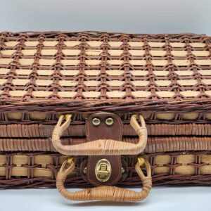 Woven Wicker "Suitcase" Latched Basket Vintage