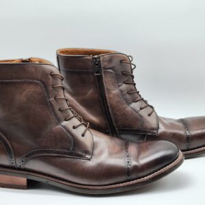 Kenneth Cole Reaction Leather Captoe Lace-Up & Zippered Kelby Boot - Size 12 Men
